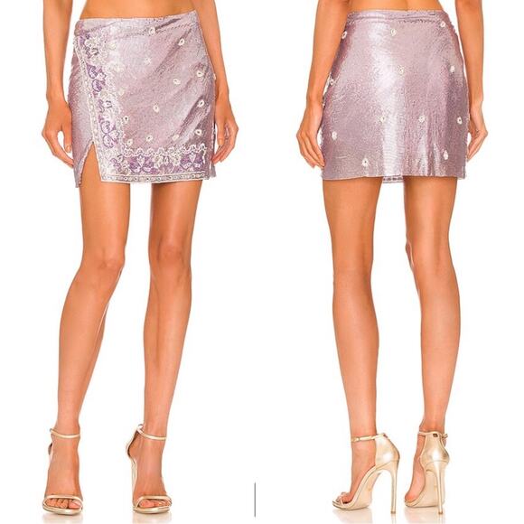 Retrofete Malta Chainmail Crystal Embellished Purple Mini Skirt Sz XS - Picture 1 of 12